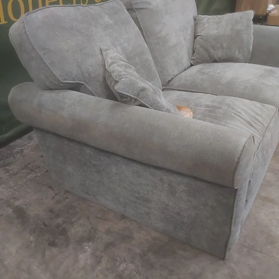 DESIGNER 2 SEATER FABRIC UPHOLSTERED SOFA - GREY