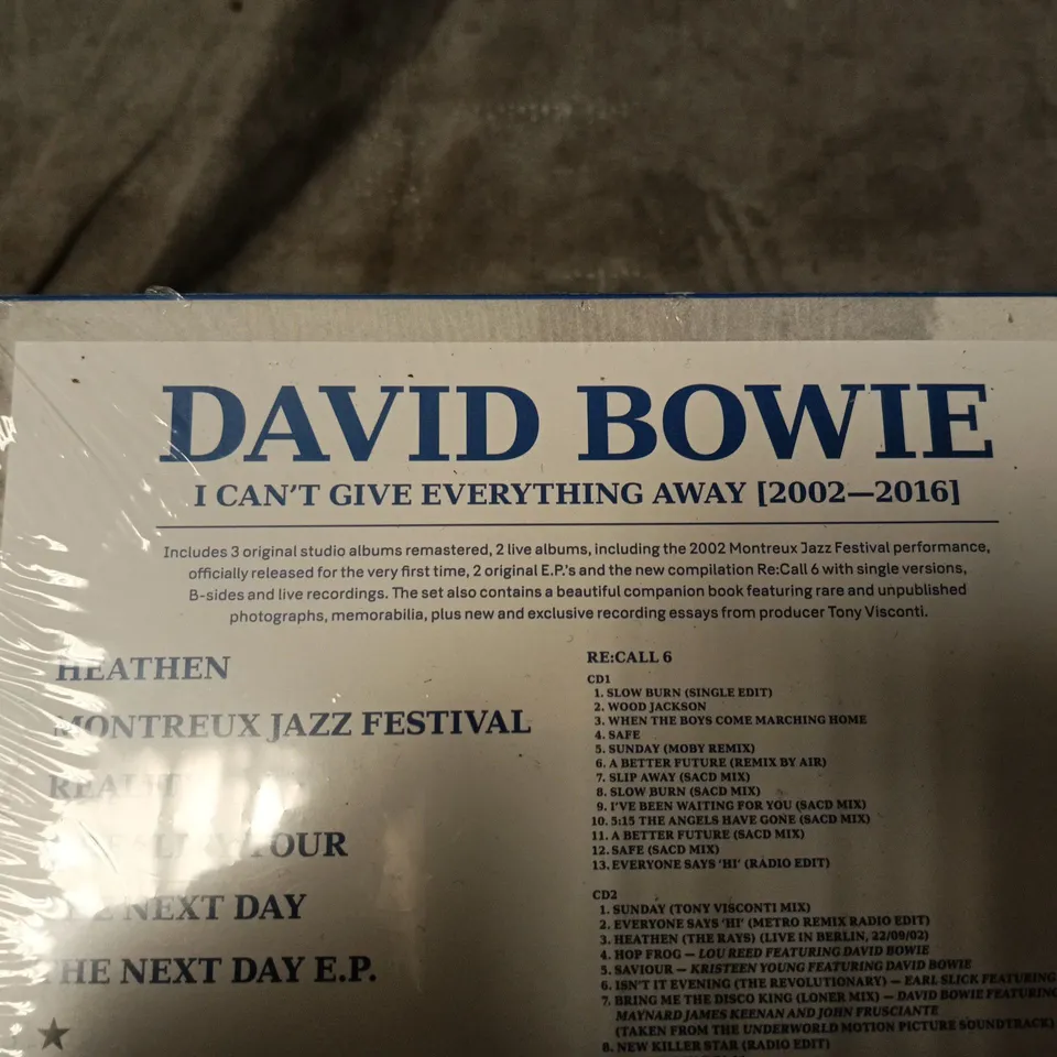 SEALED DAVID BOWIE I CAN'T GIVE EVERYTHING AWAY BOX SET (2002-2016) CD COLLECTION