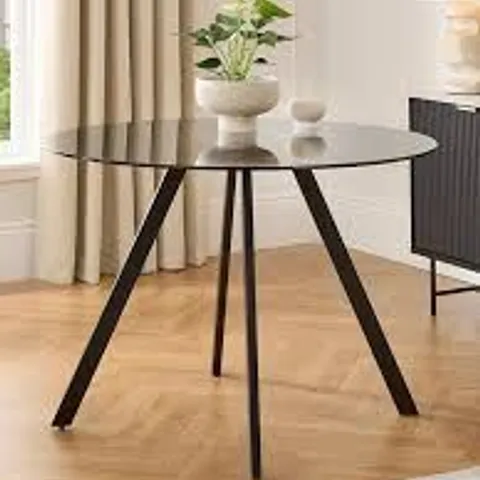 BOXED MARLOW 110CM ROUND DINING TABLE - BLACK (1 BOX)