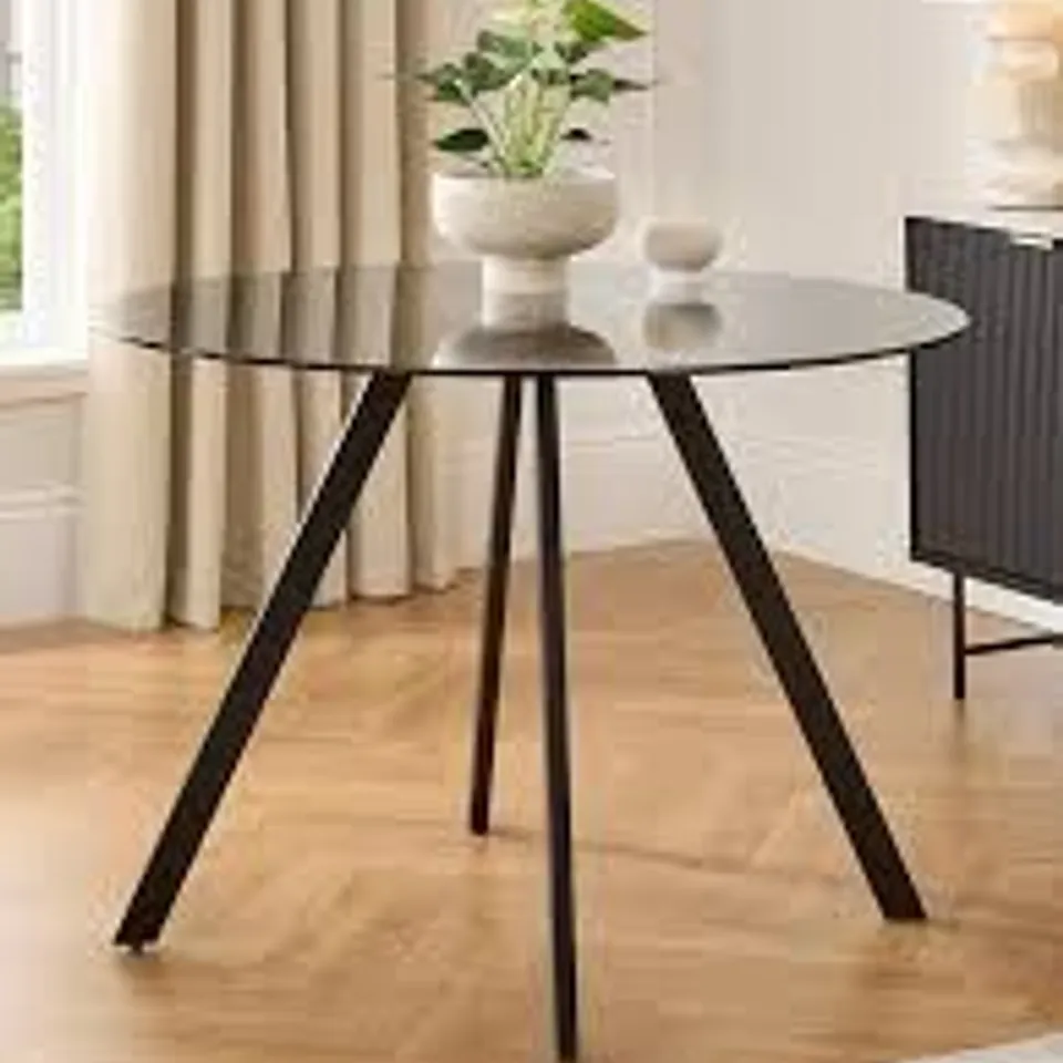 BOXED MARLOW 110CM ROUND DINING TABLE - BLACK (1 BOX)