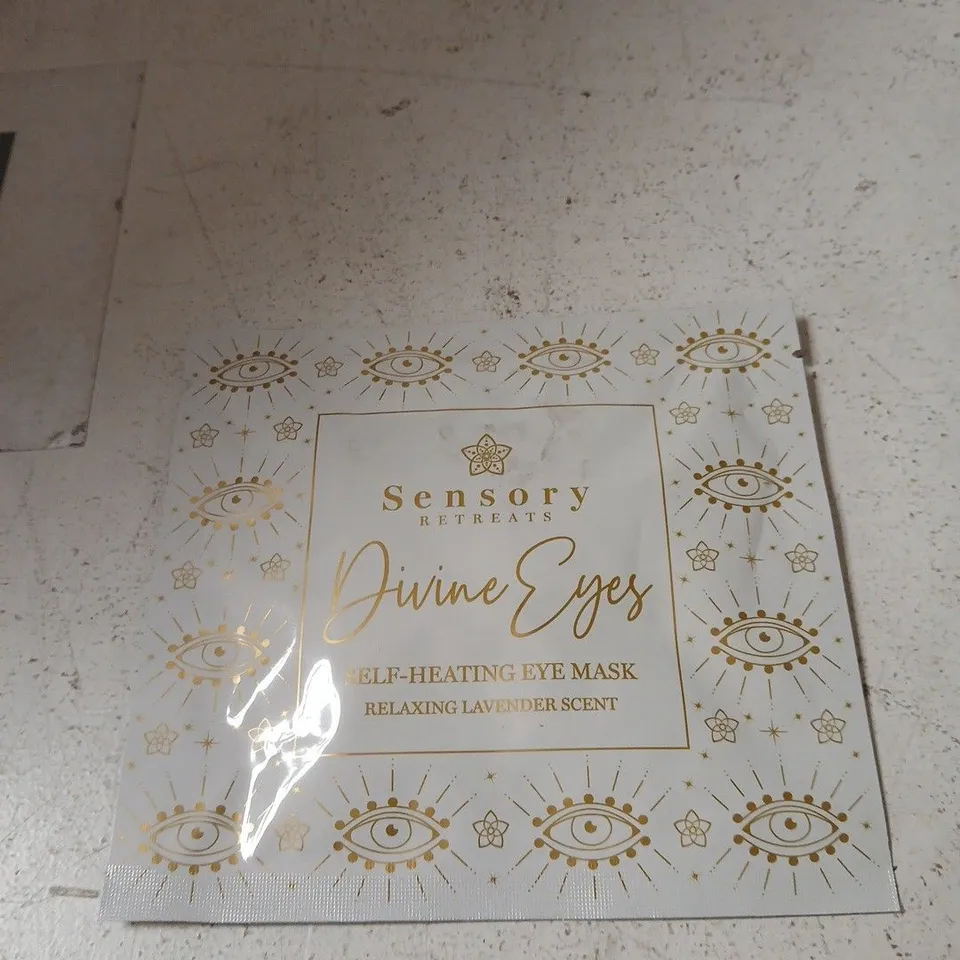 BOX OF APPROXIMATELY 200 X SENSORY RETREATS DIVINE EYES SELF HEATING EYE MASKS