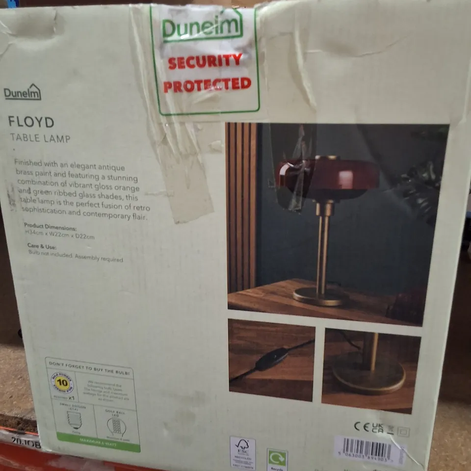 BOXED DUNELM FLOYD TABLE LAMP – ANTIQUE BRASS FINISH