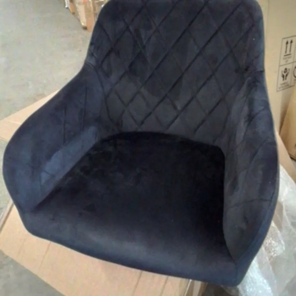 BOXED MOREE SET OF TWO BLACK VELVET DINING CHAIRS (1 BOX)