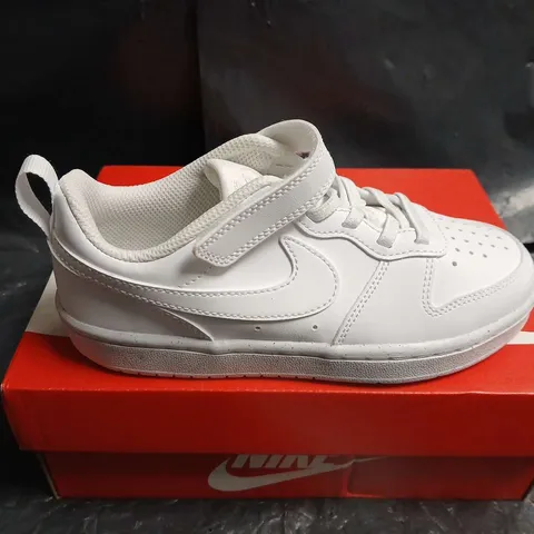 BOXED PAIR OF NIKE WHITE KIDS' SNEAKERS WITH VELCRO STRAP - UK SIZE 13.5