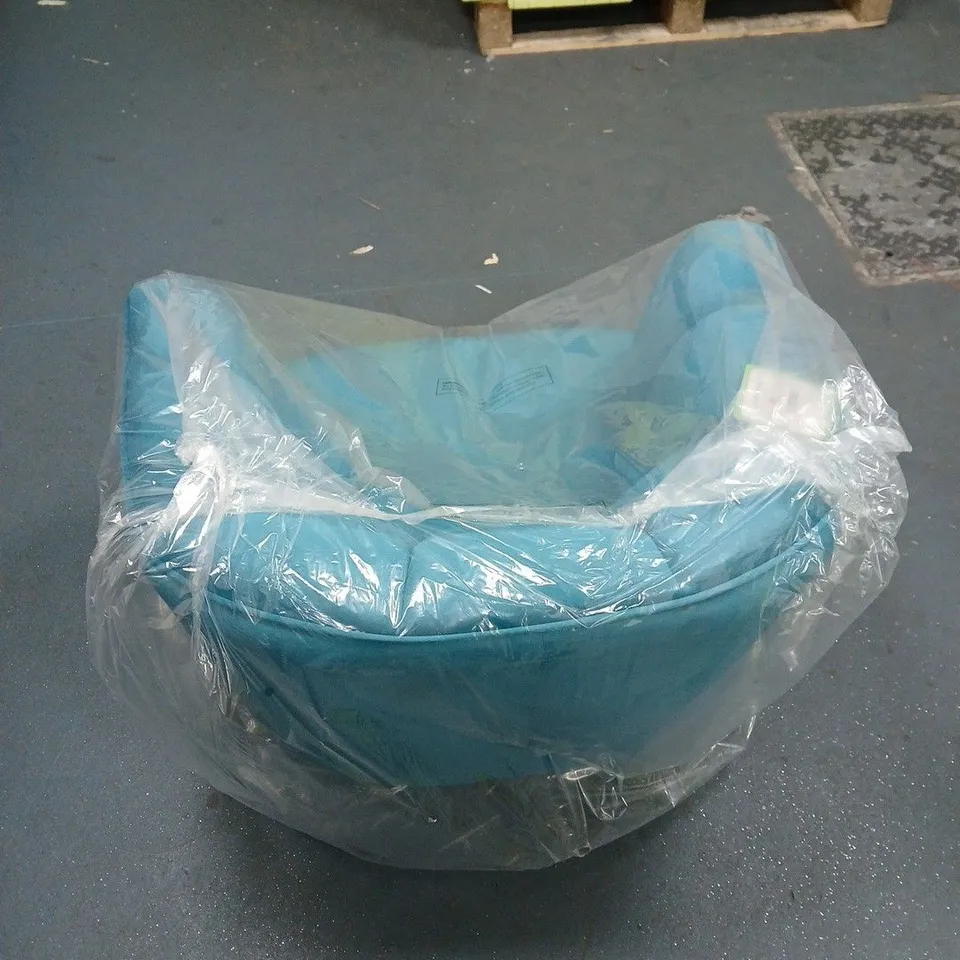 MY HOME STORIES VELVET ARMCHAIR WITH GOLD TIPPED LEGS TEAL COLOUR.