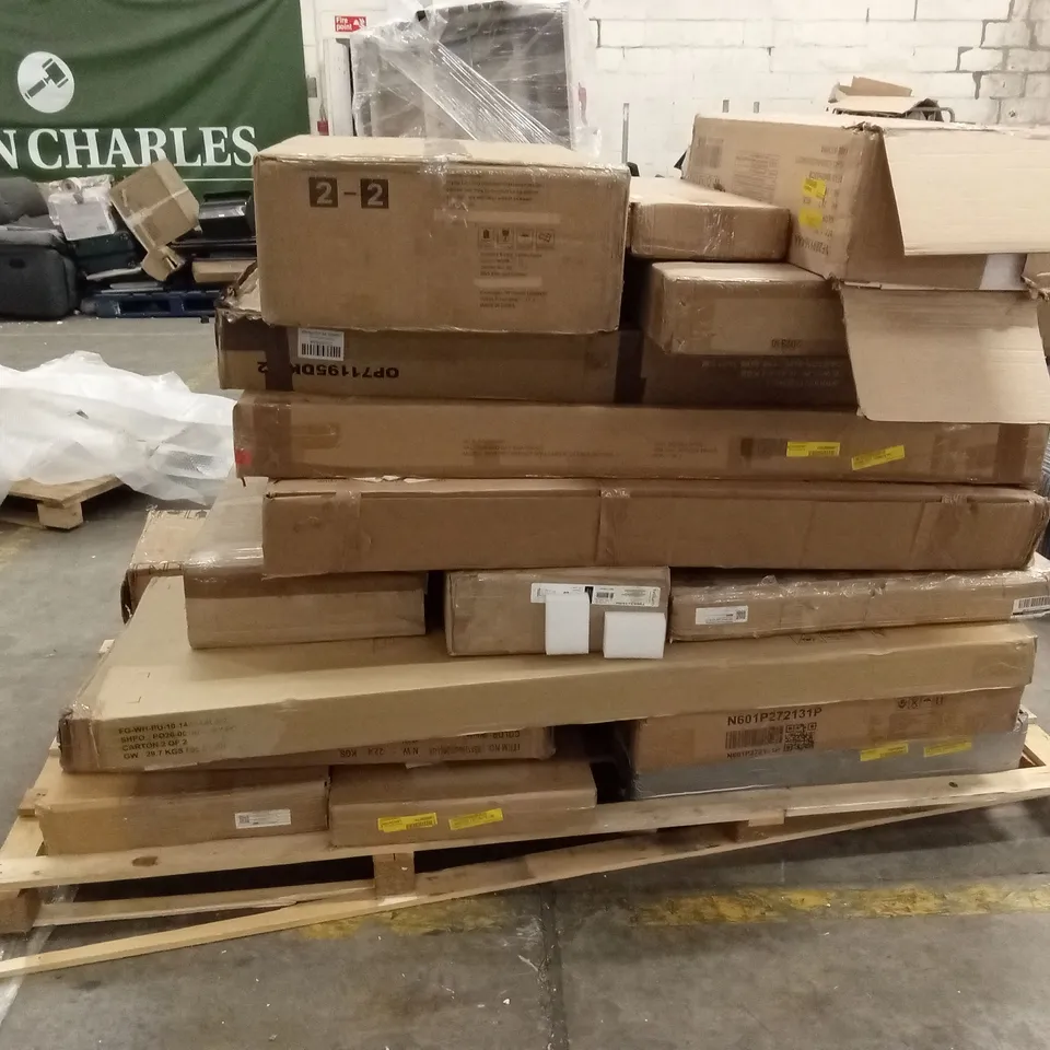 PALLET OF ASSORTED INCOMPLETE FURNITURE PARTS AND PIECES