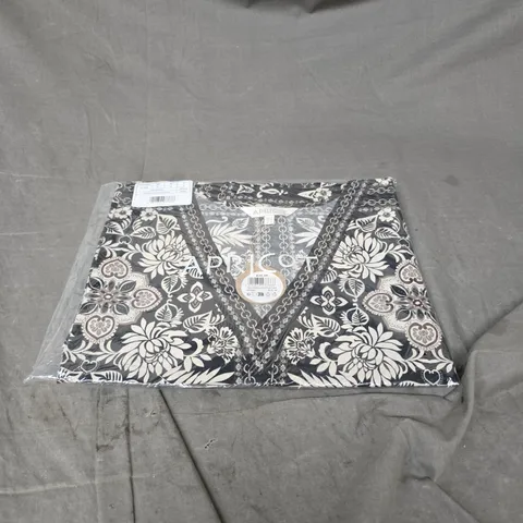 APRICOT KIMONO SCARF PRINT DRESS BLACK MIX SIZE 12