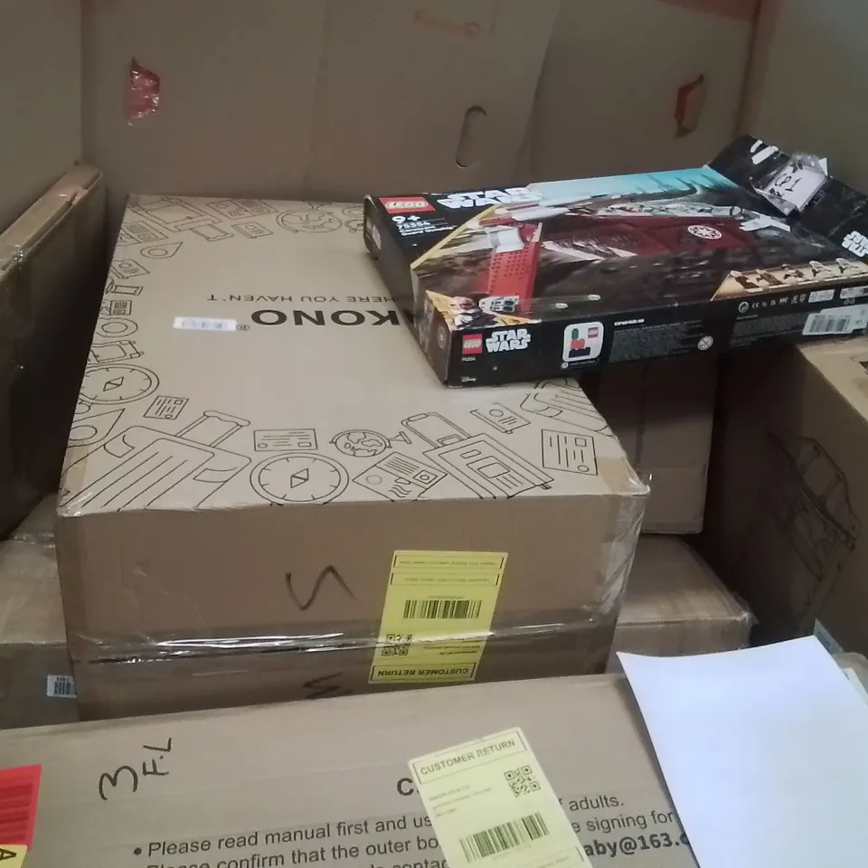 PALLET OF ASSORTED HOUSEHOLD GOODS AND PRODUCTS TO INCLUDE;LEGO STAR WARS,BABY SEATM,PLAYPEN