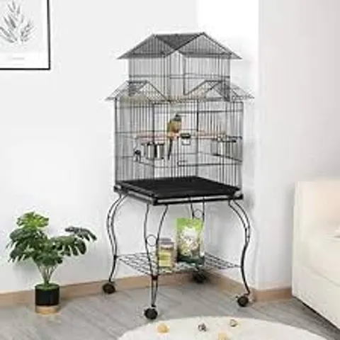 BOXED YAHEETECH YAHEETECH 55-INCH ROLLING TRIPLE ROOF TOP PARROT CAGE WITH STAND