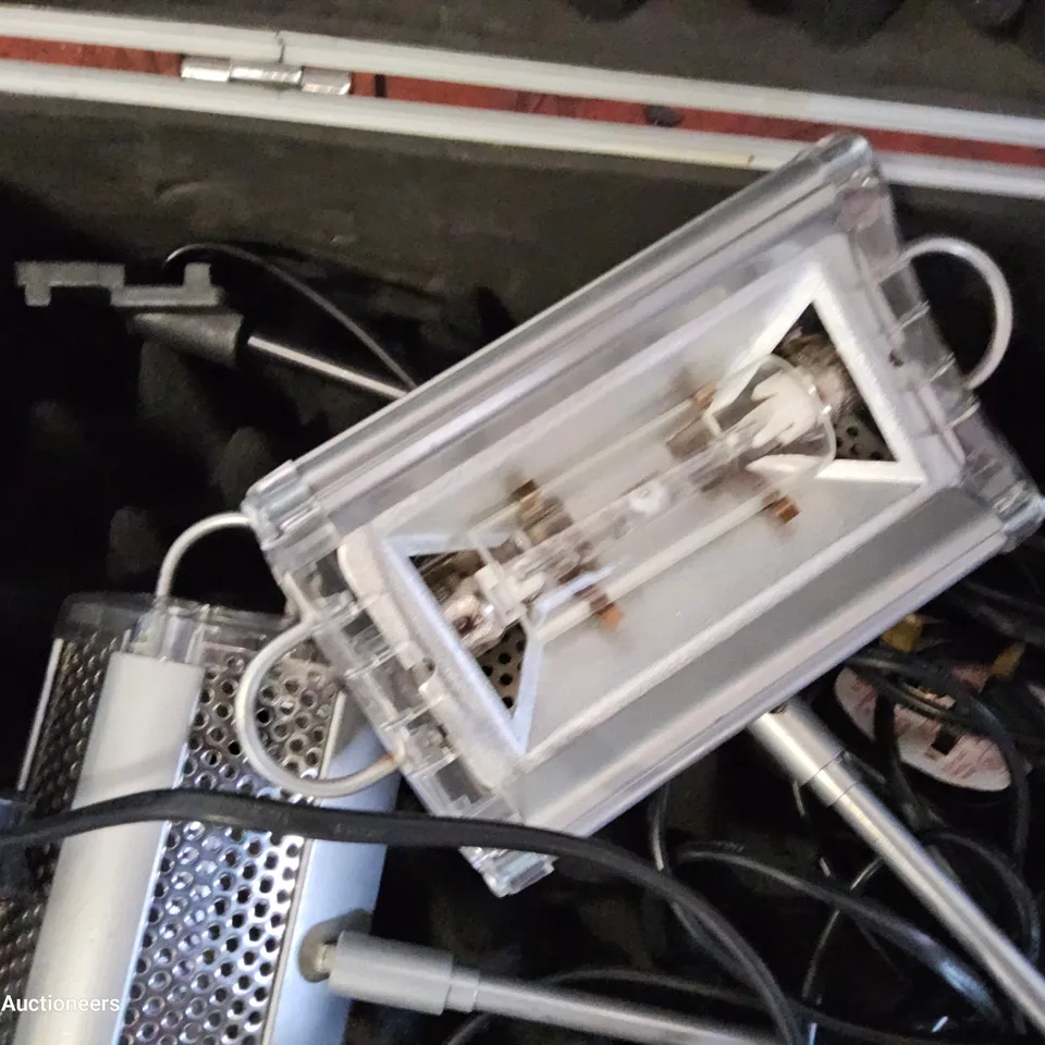 FOUR 240V FLOODLIGHTS IN FLIGHT CASE