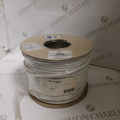 SEALED UNISTRAND 3-CORE ROUND PVC 6A 100M WHITE MAINS CABLE