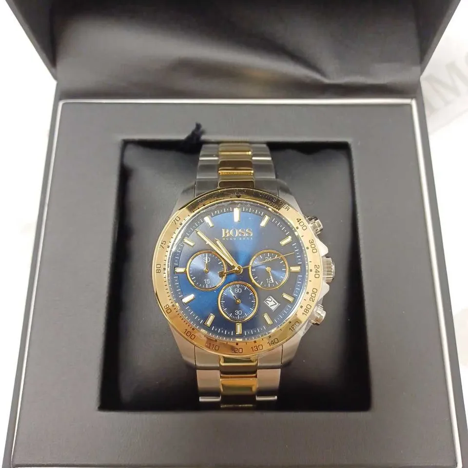 BOSS HERO SPORT BLUE CHRONOGRAPH STAINLESS STEEL BRACELET WATCH RRP £481