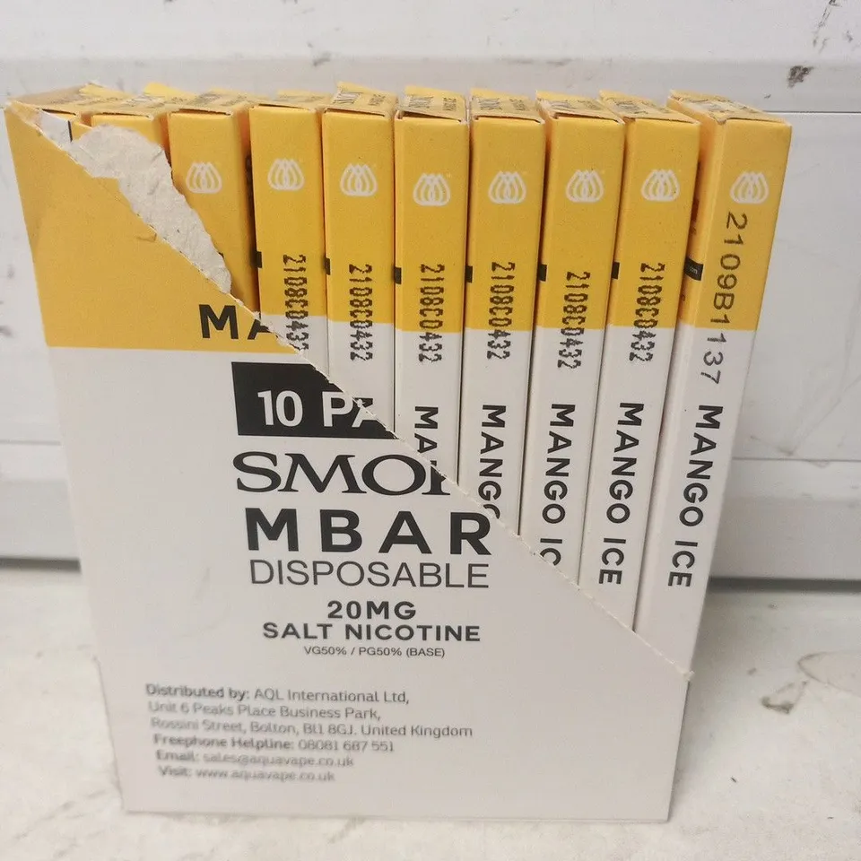 BOXED MANGO ICE 10 PACK SMOK M BAR DISPOSABLE 20MG SALT NICOTINE VAPES
