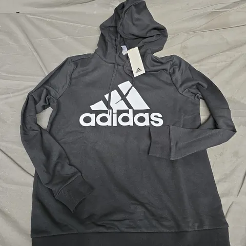 ADIDAS HOODIE – BLACK WITH WHITE LOGO, SIZE M