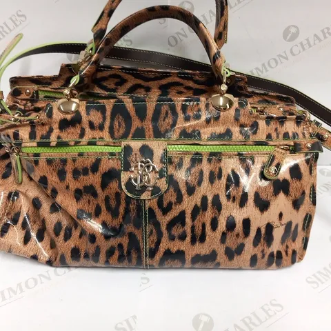 ROBERTO CAVALLI PYTHON FLURO LIME BOWLING DIVA BAG
