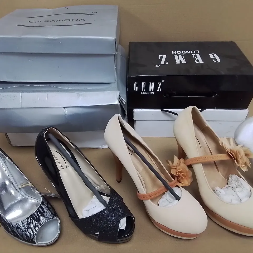 LOT OF 10 ASSORTED PAIRS OF SHOES TO INCLUDE GEMS LONDON AND CASANDRA - VARIOUS SIZES