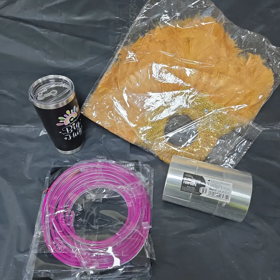 APPROXIMATELY 15 ASSORTED HOUSEHOLD PRODUCTS TO INCLUDE NEON STRIP LIGHT, TAPE, FLASK ETC 