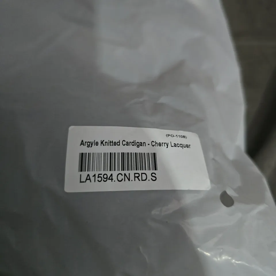 Lounge Argyle Knitted Cardigan – Cherry Lacquer - SIZE S