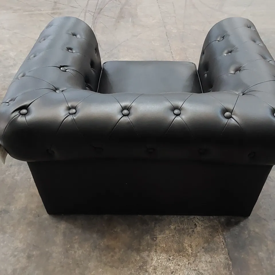 ALESTE VEGAN LEATHER ARMCHAIR - BLACK