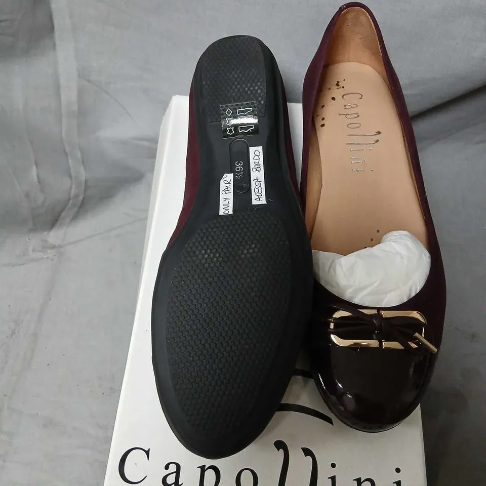 CAPOLLINI ALESSA BORDO BURGUNDY PATENT BALLET FLATS – UK 3.5 (EU 36.5)