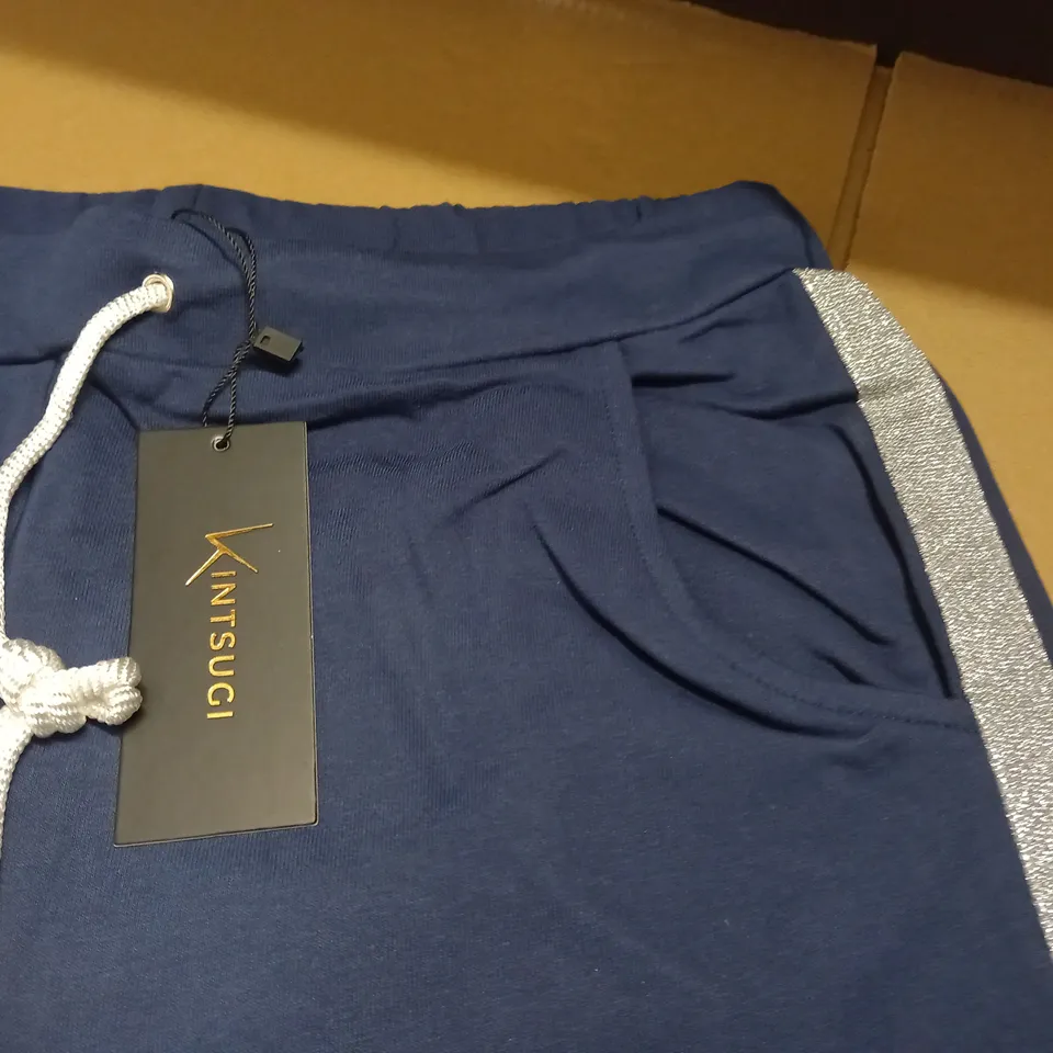KINTSUGI NAVY LOUNGE WEAR PANTS WITH GLITTER TAPE TRIM - 12