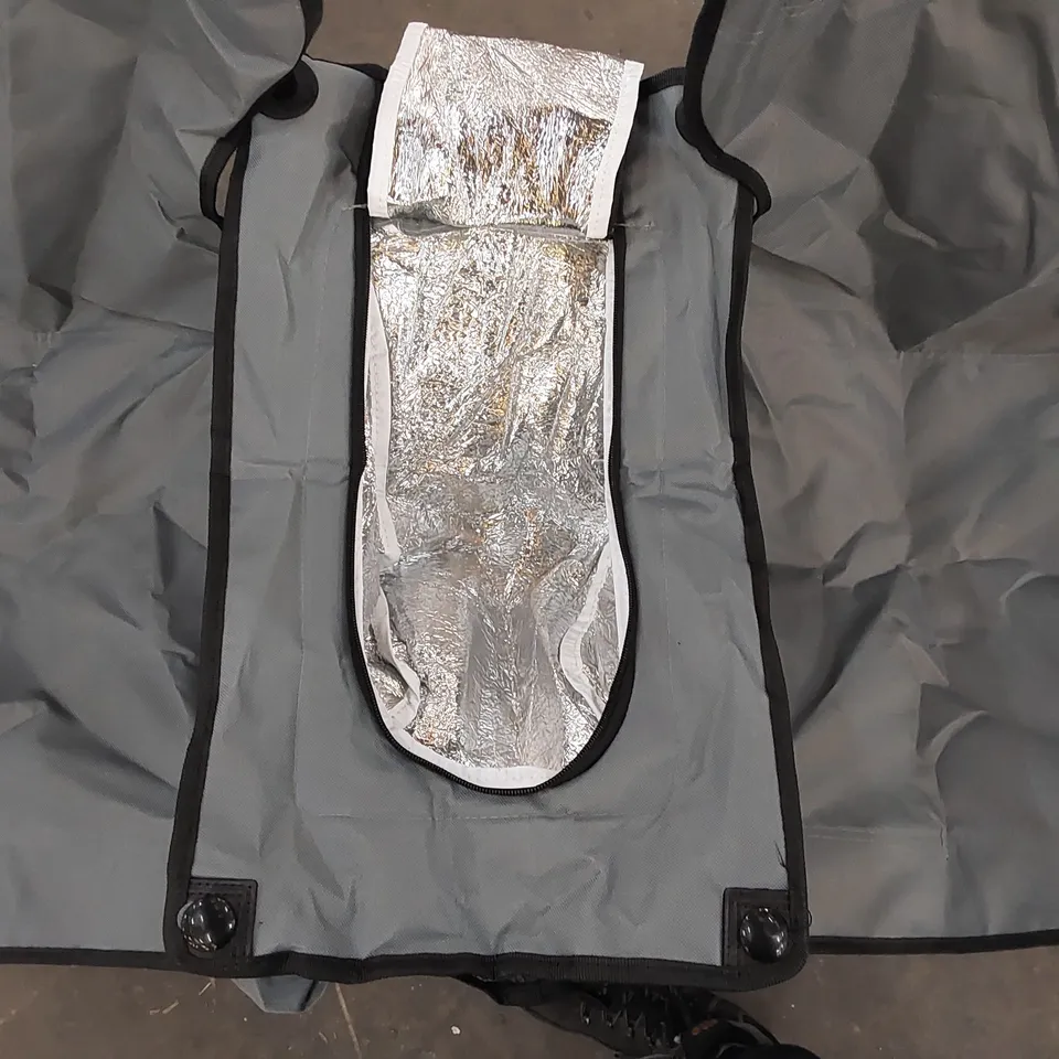BAGGED 2 PERSON PORTABLE CAMPING CHAIR WITH COOL STORAGE COMPARTMENT, CUP HOLDERS AND PARASOL