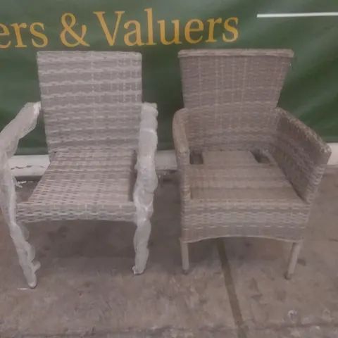 X2 RATTAN EFFECT GARDEN ARMCHAIRS GREY