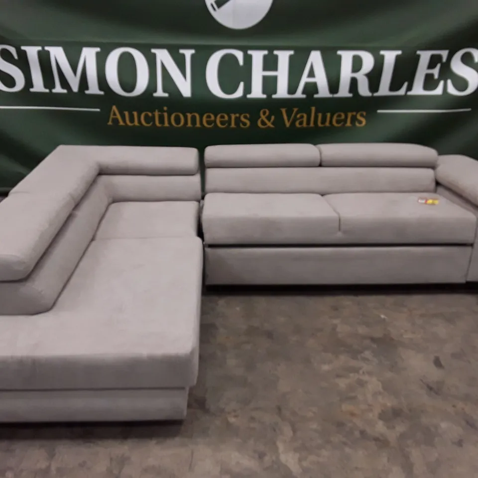 QUALITY DESIGNER FLAVIUS CORNER SOFA BED - GREY FABRIC