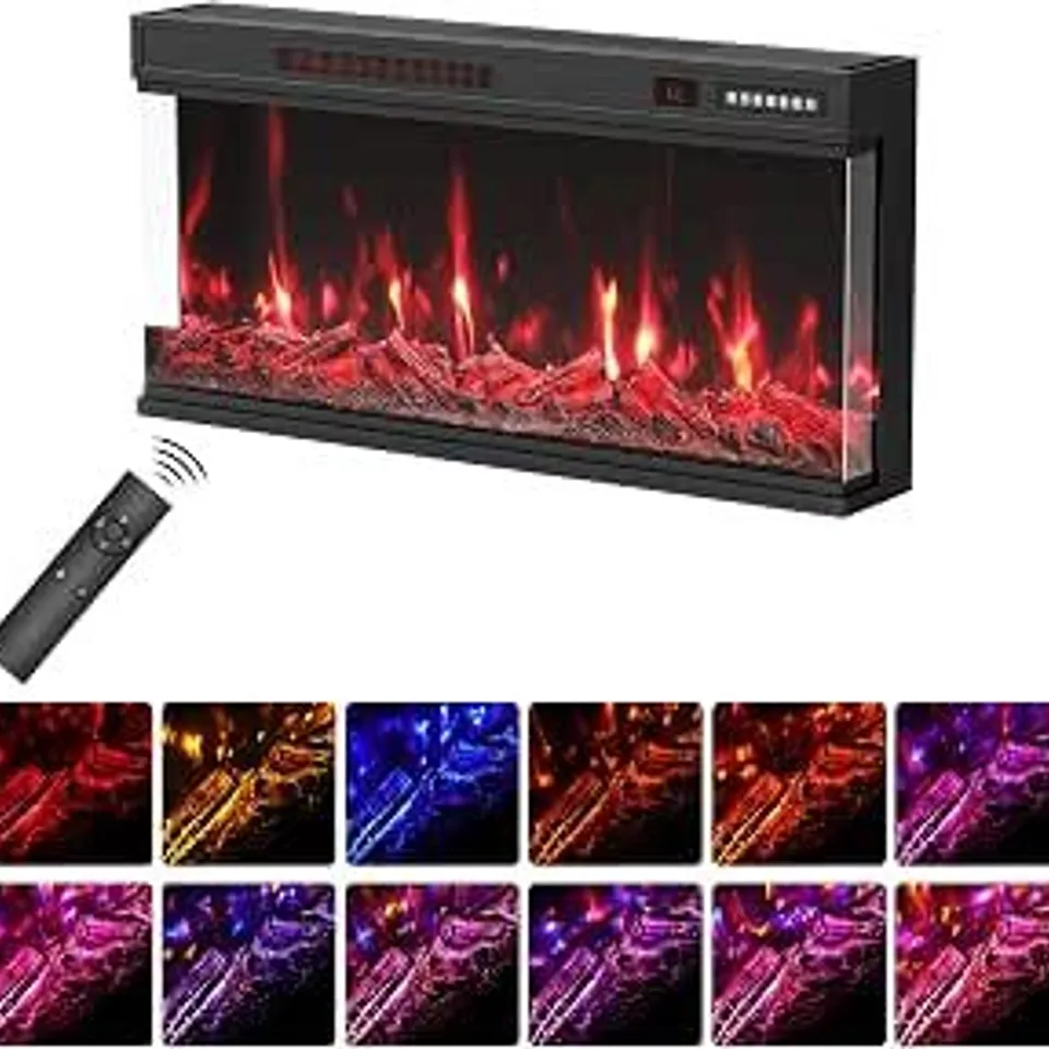 BOXED QUINIVER 36" ULTRA SLIM 3-SIDED RECESSED ELECTRIC FIREPLACE 270°