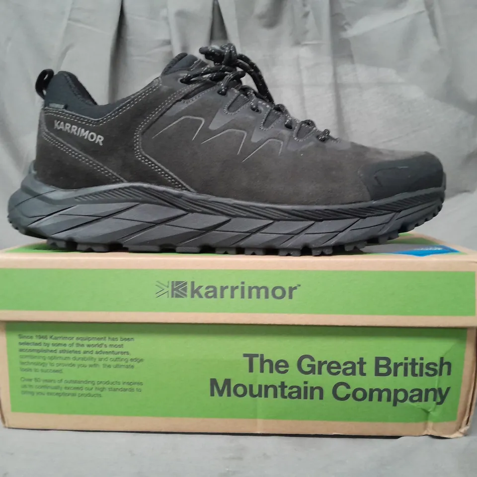 BOXED PAIR OF KARRIMOR HELIUM LOW SHOES IN BLACK UK SIZE 11