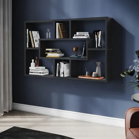BOXED 76×9×48CM WALL-MOUNTED STORAGE SHELF - MDF/CHIPBOARD MATERIAL SPACE-SAVING HANGING BOOKCASE