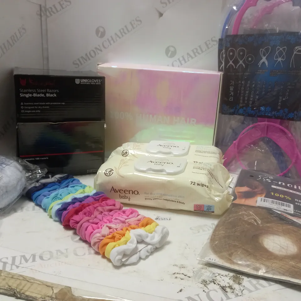 LOT OF BEAUTY RELATED PRODUCTS TO INCLUDE SINGLE USE STAINLESS STEEL RAZORS, ETC