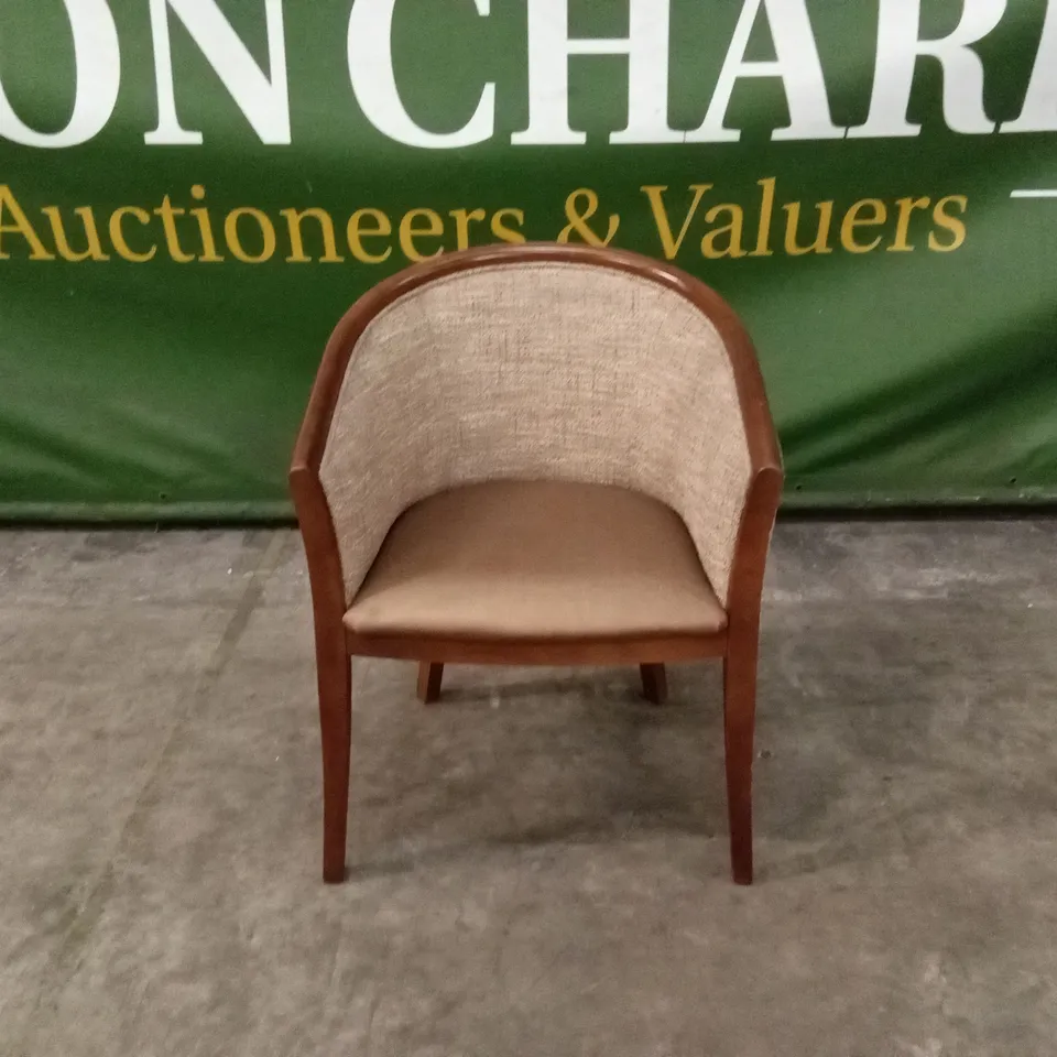 QUALITY DESIGNER FABRIC & WOOD ACCENT CHAIR