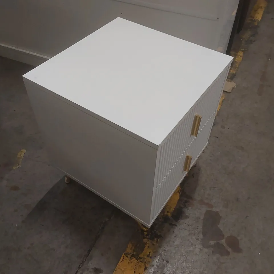 ALDEA 2 DRAWER BEDSIDE TABLE COLOUR: WHITE