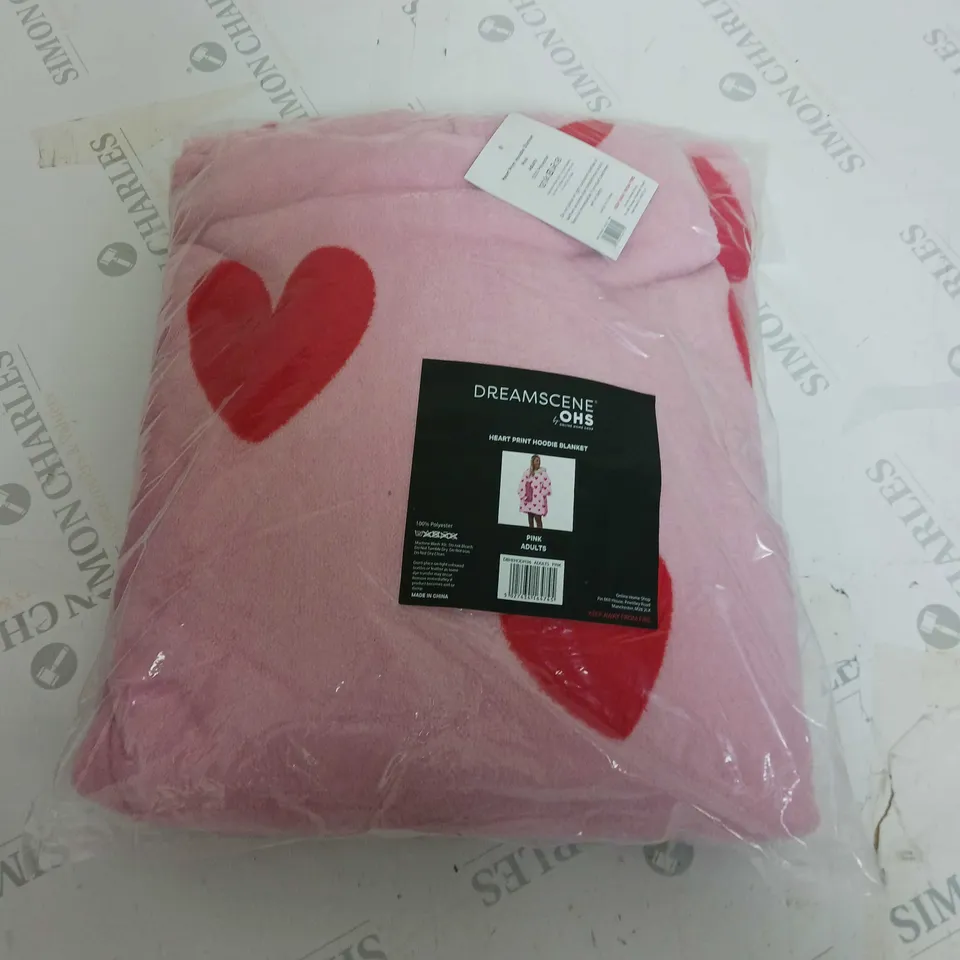 DREAMSCENE OHS HEART PINK HOODIE BLANKET - ADULTS SIZE