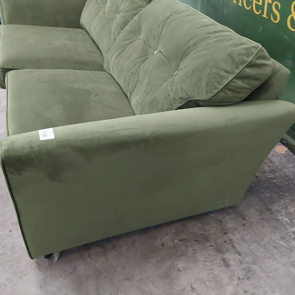 QUALITY BRITISH MADE LOUNGE Co FOUR SEATER SOFA PLUSH GREEN FABRIC