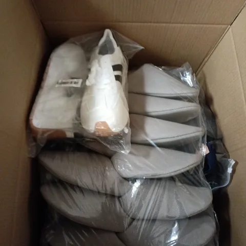 BOX OF APPROXIMATELY 12 PAIRS OF ASSORTED SHOES IN VARIOUS COLOUR, STYLES AND SIZES