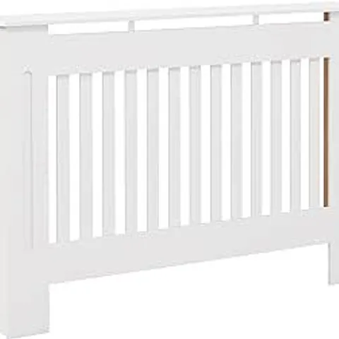 BOXED HOMCOM SLATTED RADIATOR COVER PAINTED CABINET MDF LINED GRILL IN WHITE (112L X 19W X 81H CM)