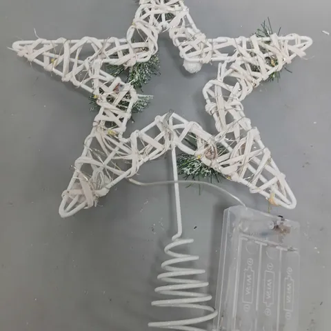 PRE LIT WHITE STAR TREE TOPPER