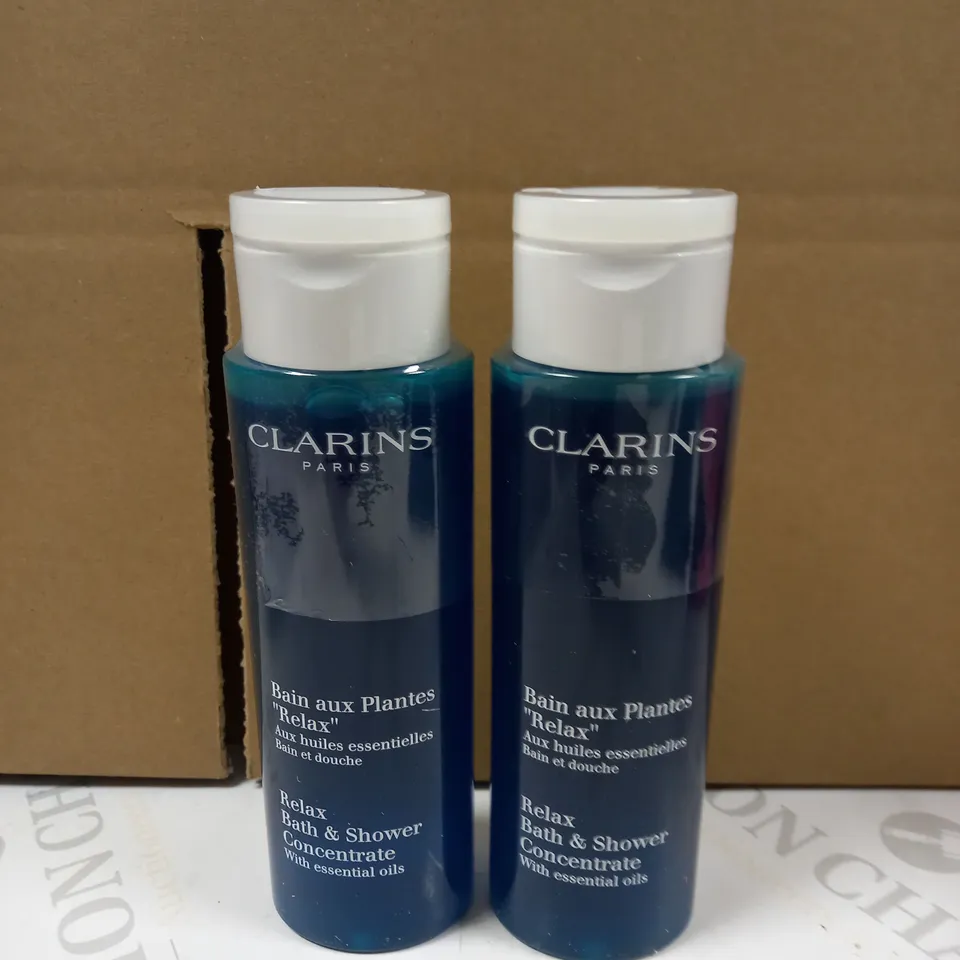LOT OF 2 CLARINS RELAX BATH AND SHOWER CONCENTRATE - 200ML