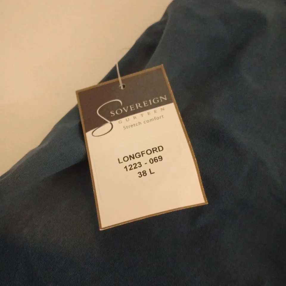 SOVEREIGN GURTEEN BLUE STRETCH TROUSERS SIZE 38L TAGGED
