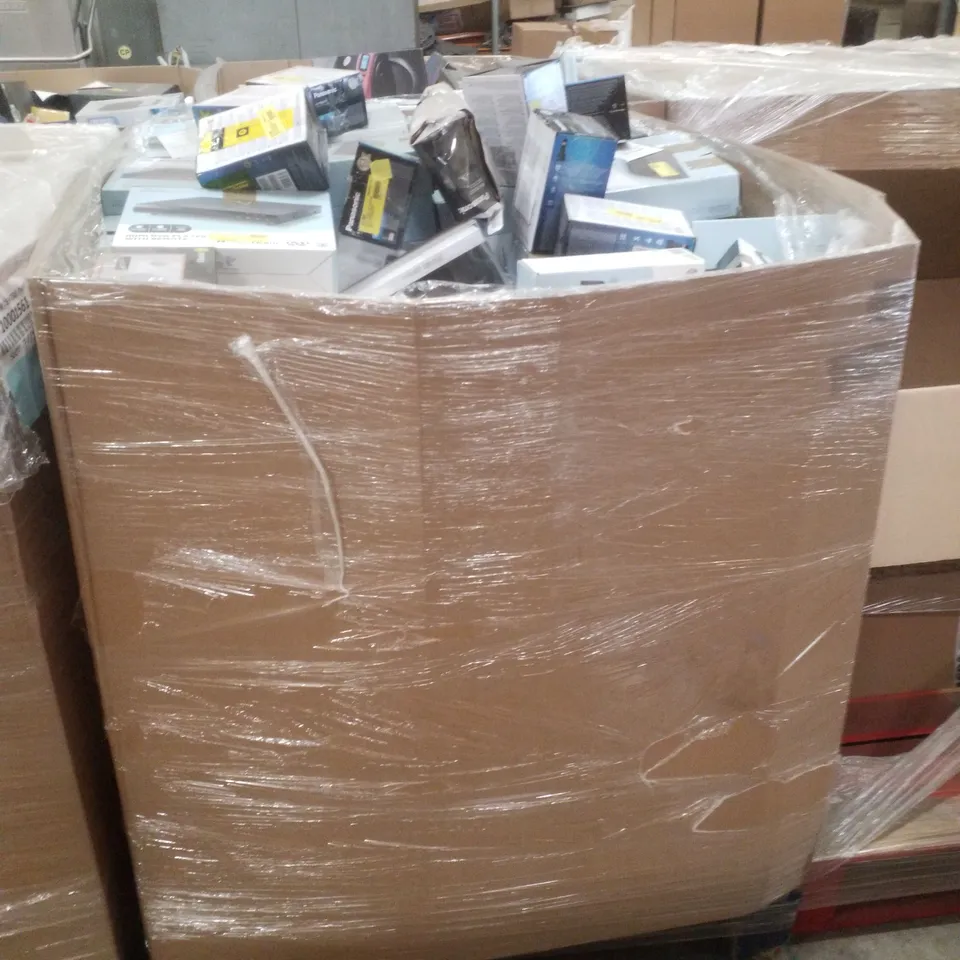 PALLET CONTAINING ASSORTED ELECTRICAL RETURNS INCLUDING DAB+/FM RADIO, DVD PLAYER WITH HDMI FUNCTION, DIGITAL CORDLESS PHONE, WIRELESS EARBUDS & BLUETOOTH JUICE SPEAKER