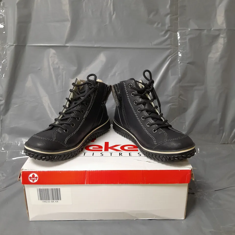 RIEKER LACE UP ANKLE BOOTS BLACK 4