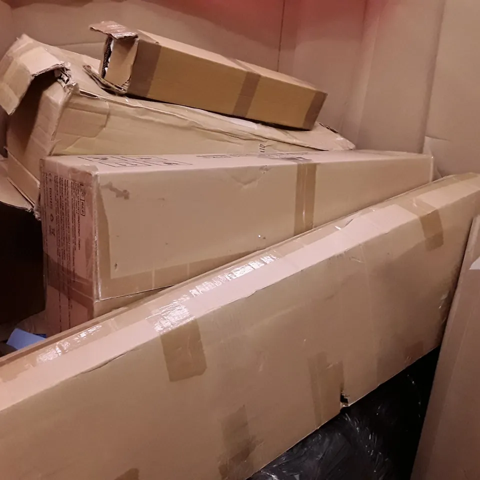 PALLET OF ASSORTED HOUSEHOLD ITEMS TO INCLUDE FOLDING EXERCISE BIKE, PORTABLE WARDROBE AND XMAS TREE