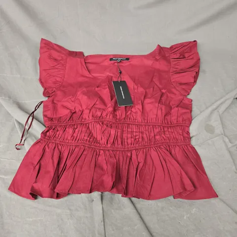 FRENCH CONNECTION CAMBRIA COTTON SCOOP NECK TOP IN SUMMER BURGUNDY SIZE 16