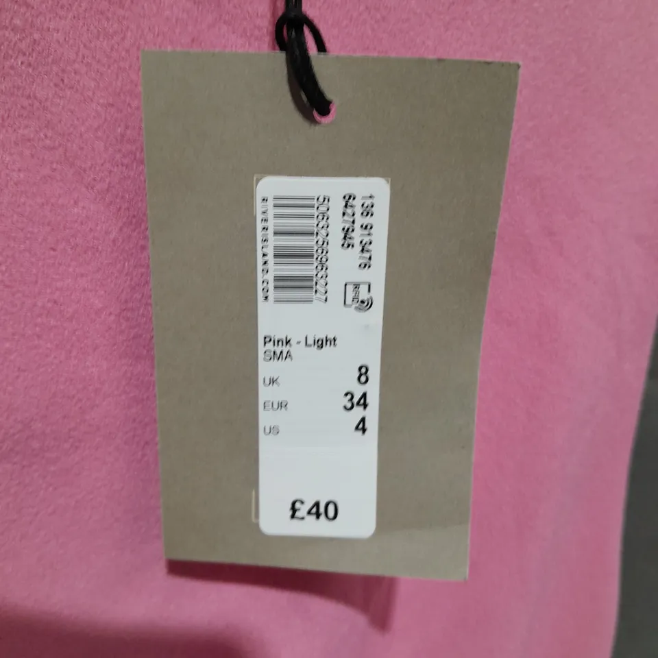 RIVER ISLAND STUDIO PINK SLEEVELESS SHIRT - UK 8