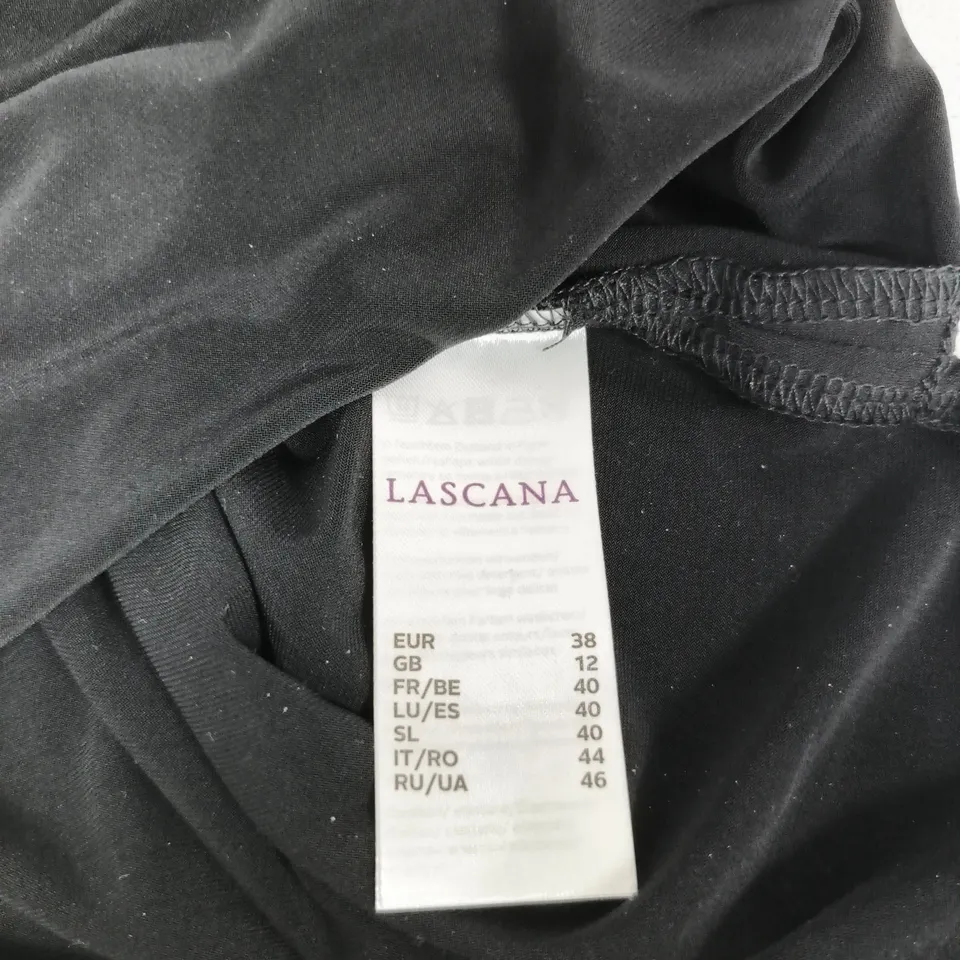 LASCANA BLACK MAXI EVENING DRESS WITH RUCHED SIDES, UK 12 (EU 38)