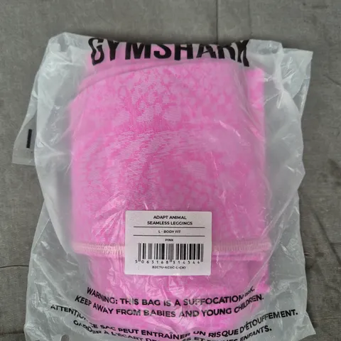 GYMSHARK ADAPT ANIMAL SEAMLESS LEGGINGS – PINK, SIZE L, BODY FIT