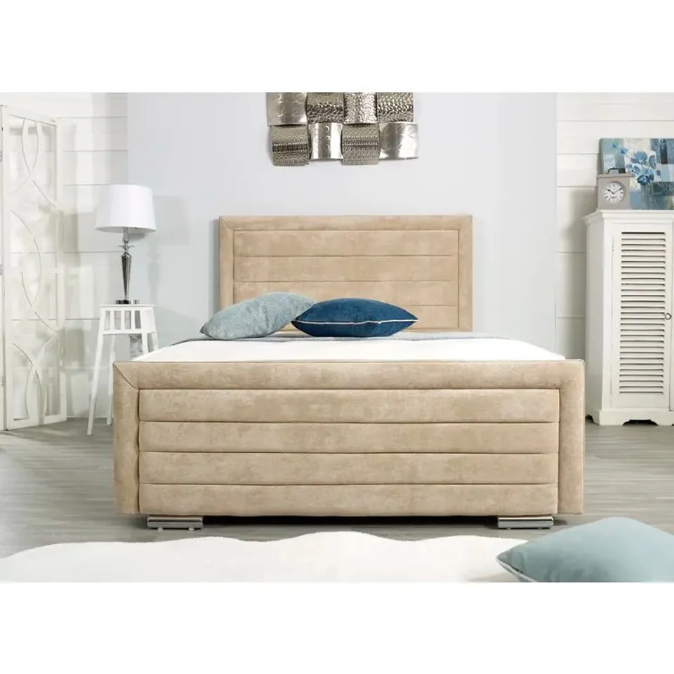 BAGGED FRAZEE UPHOLSTERED BED FRAME - BEIGE (2 ITEMS)