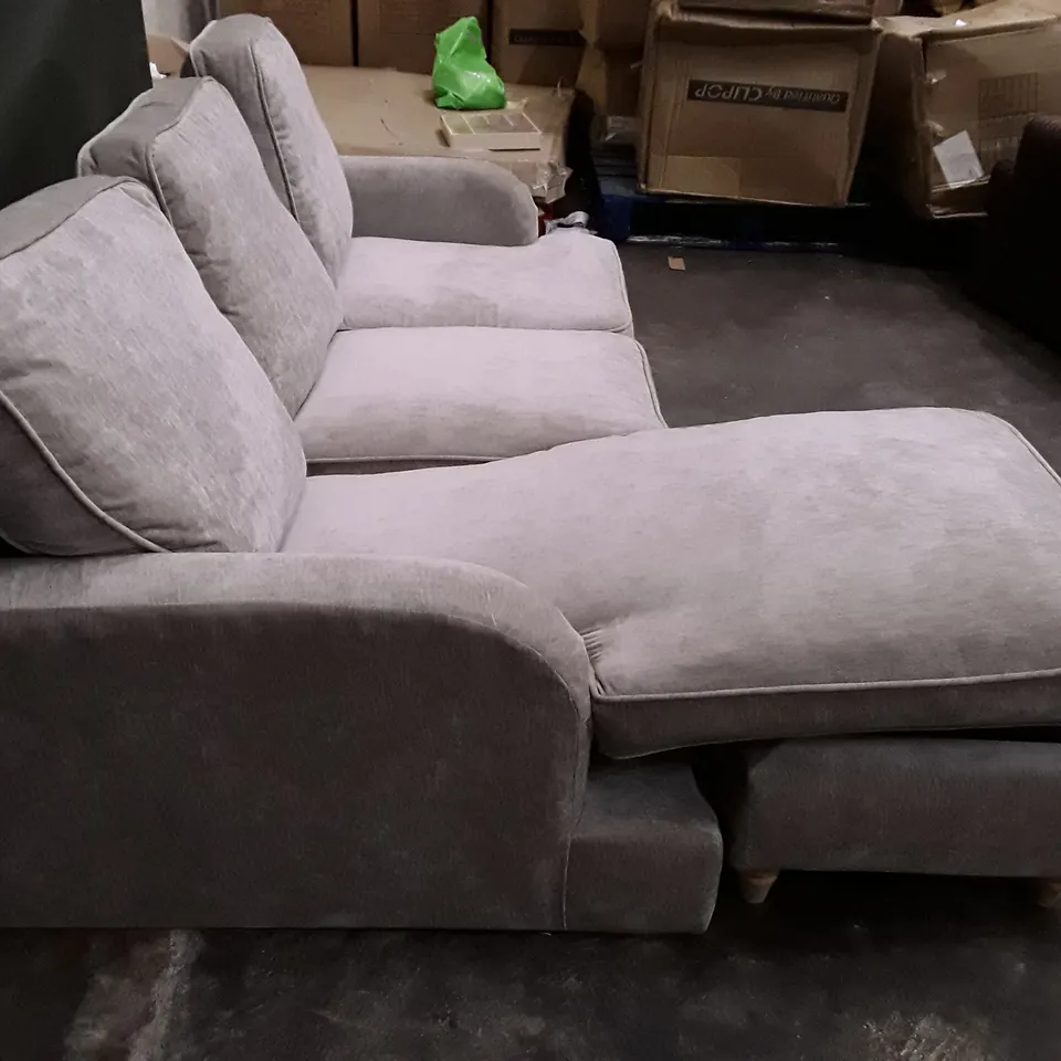 QUALITY DESIGNER 3 SEATER SOFA WITH RHF CHAISE - TAUPE FABRIC FABRIC